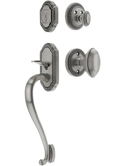 Newport Entry Lock Set in Antique Pewter Finish with Eden Prairie Knob and